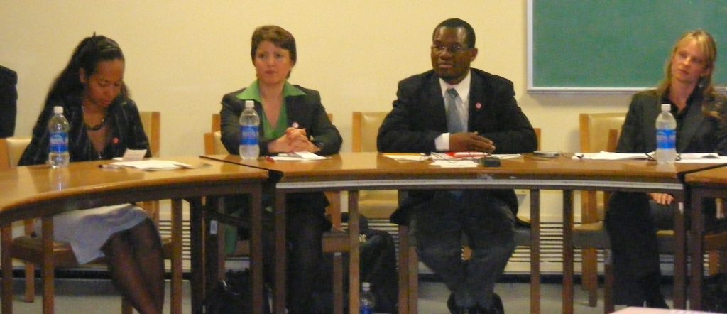 Dr. Widad Akreyi sitting in a panel at the UN first Committee
