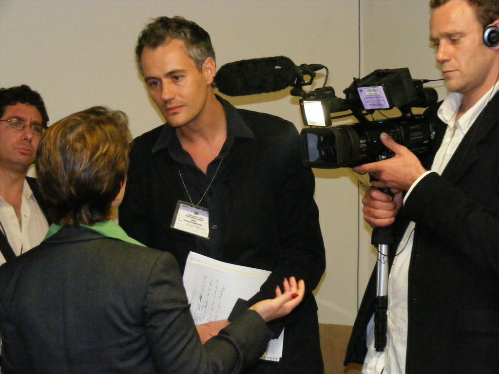 Dr. Widad Akreyi interviewed by journalists at the UN first Committee